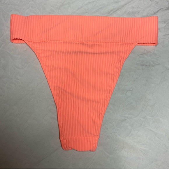 New Bikini Bottoms High Rise Super Cheeky Ribbed Wide Waistband Neon Forever 21 - Picture 4 of 6